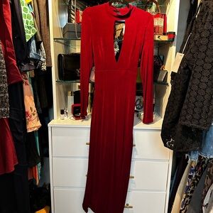 Elegant Red Velvet Dress
